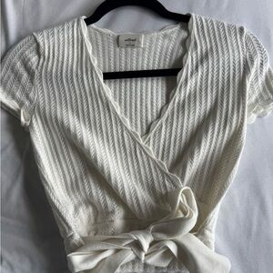 Wilfred Cream Textured Wrap Blouse